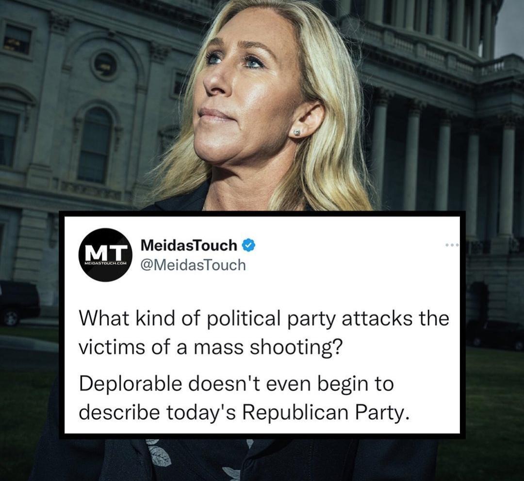 MeidasTouch What kind of political party attacks the victims of a mass shooting Deplorable doesnt even begin to describe todays Republican Party