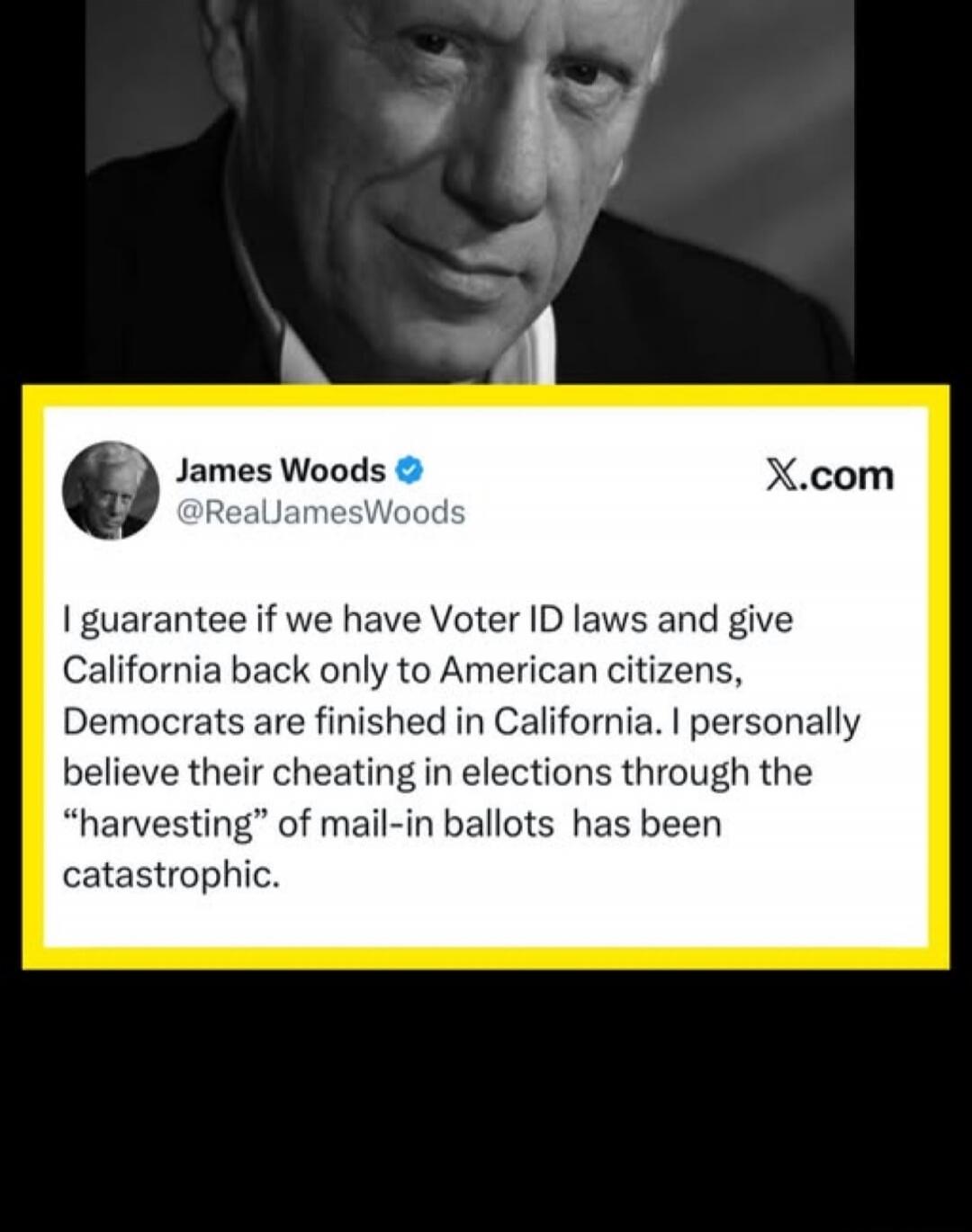 I guarantee if we have Voter ID laws and give California back only to American citizens, Democrats are finished in California. I personally believe their cheating in elections through the “harvesting” of mail-in ballots has been catastrophic.