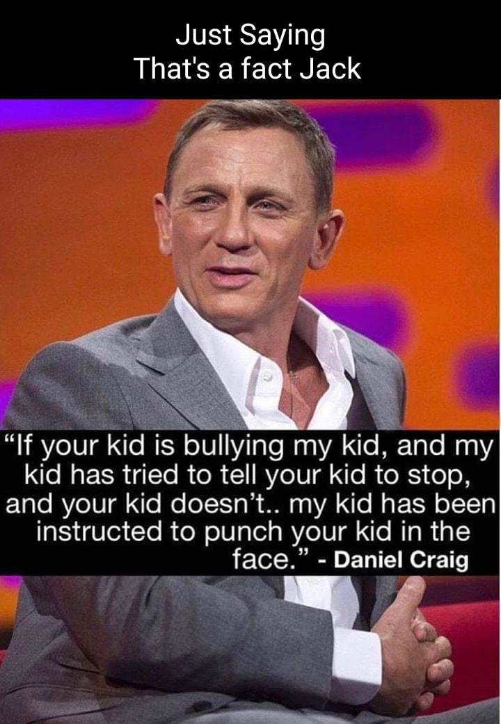 NIV SSEVT ALEICER T NET S o If your kid is bullying my kid and my kid has tried to tell your kid to stop FTalo VeIV Tgl 1o o o1X 1 1a 00N 4 VAL N M g EE SR o LToTy V CTo R N oV s Tl RV IV NIe HTs R 4 face Daniel Craig