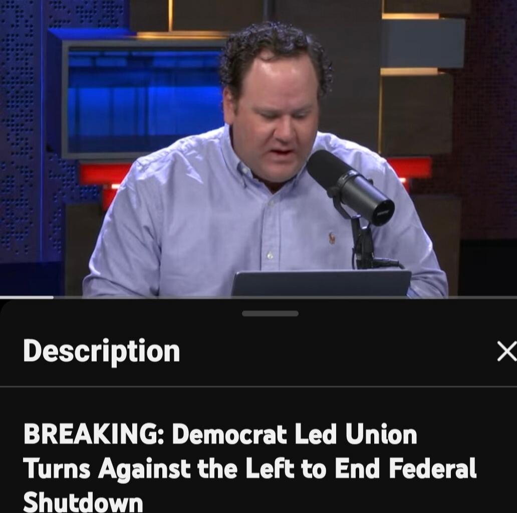 Description
BREAKING: Democrat Led Union Turns Against the Left to End Federal Shutdown