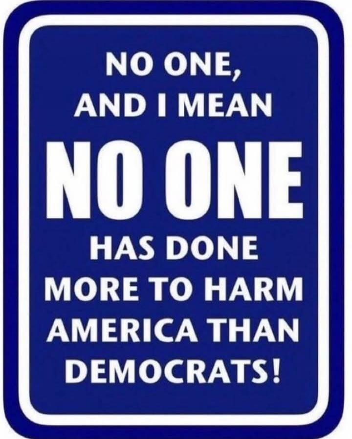 NO ONE, AND I MEAN NO ONE HAS DONE MORE TO HARM AMERICA THAN DEMOCRATS!
