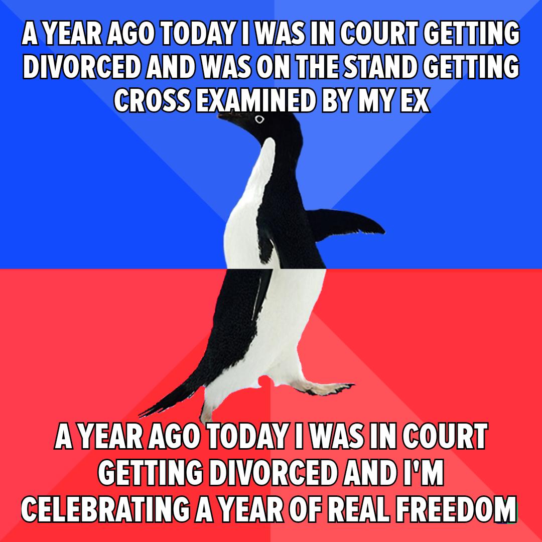 LN UL ODEVANTESILIET EI LT DIVORCEDANDWAS ONTHESTANDIGETTING 33 CUTLTI AN AYEARAGO TODAYIWASIINICOURT LU DL L CELEBRATING AYEARIOFREALFREEDOM