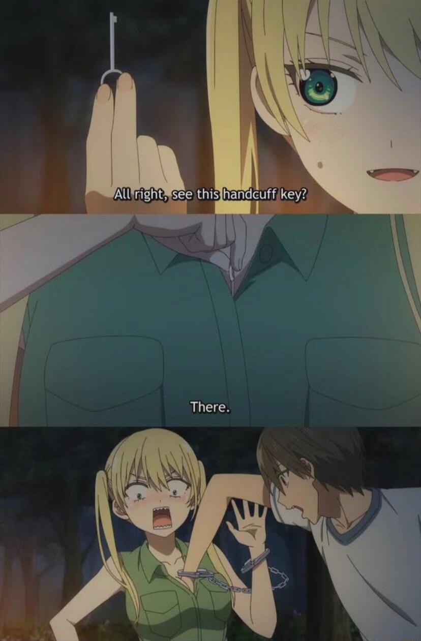 All right, see this handcuff key? There. 