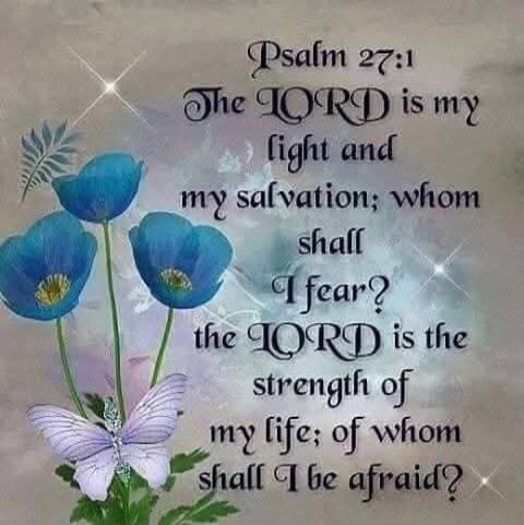 Psalm 27:1 The LORD is my light and my salvation; whom shall I fear? the LORD is the strength of my life; of whom shall I be afraid?