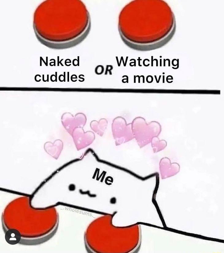 Naked Watching cuddles a movie