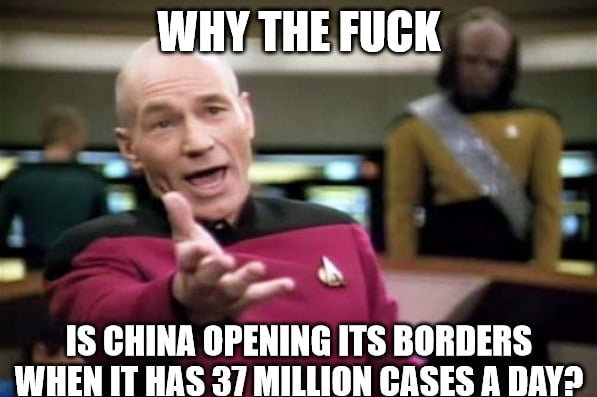 TN ALLL A T Las E L IS CHINA OPENING ITS BORDERS wWIlEII IT HAS 37 MILLION CASES A DAY
