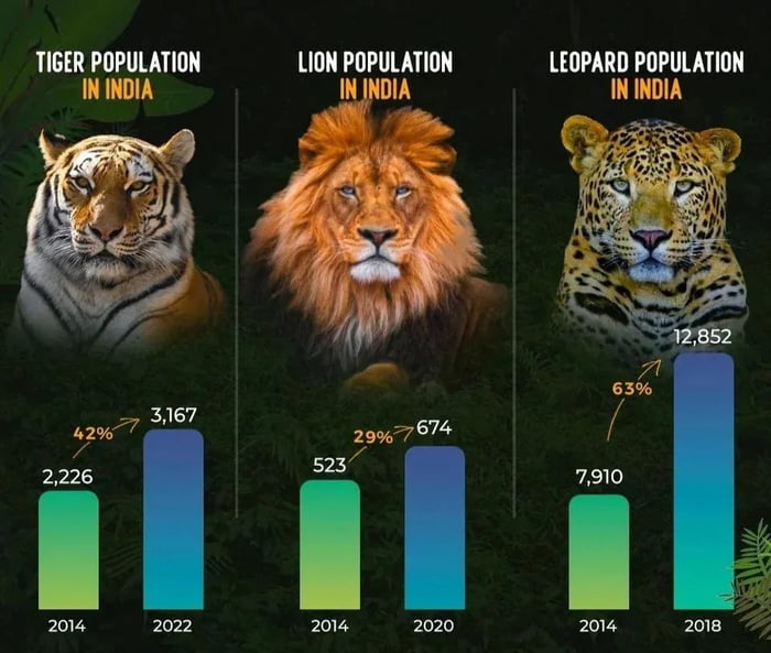 TIGER POPULATION LION POPULATION LEOPARD POPULATION ININDIA 04 202 04 2000 06 200