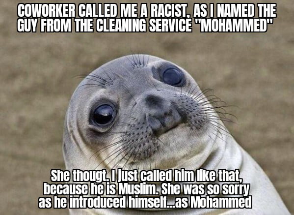 COWORKER CALLEDMEARACIST ASINAMED THE GUYFROM THE CLEANINGISERVICE MOHAMMED Shethout calledhim liketha becaunghllmusnm snems sanTrLry ashej llllllllllllllmse NIIIIHITImB