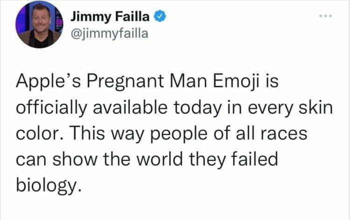 Jimmy Failla jimmyfailla Apples Pregnant Man Emoji is officially available today in every skin color This way people of all races can show the world they failed biology