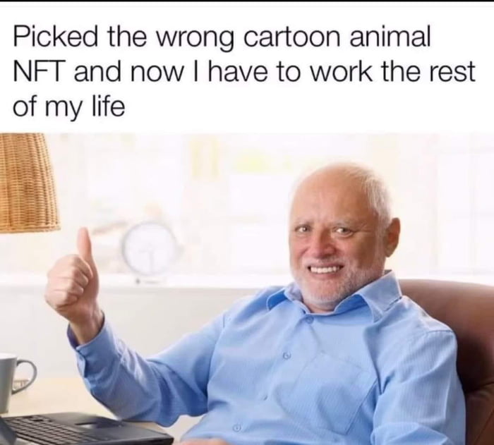Picked the wrong cartoon animal NFT and now have to work the rest of my life