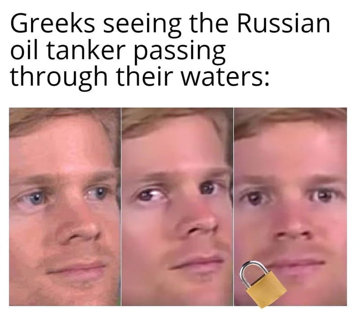 Greeks seeing the Russian oil tanker passing through their waters