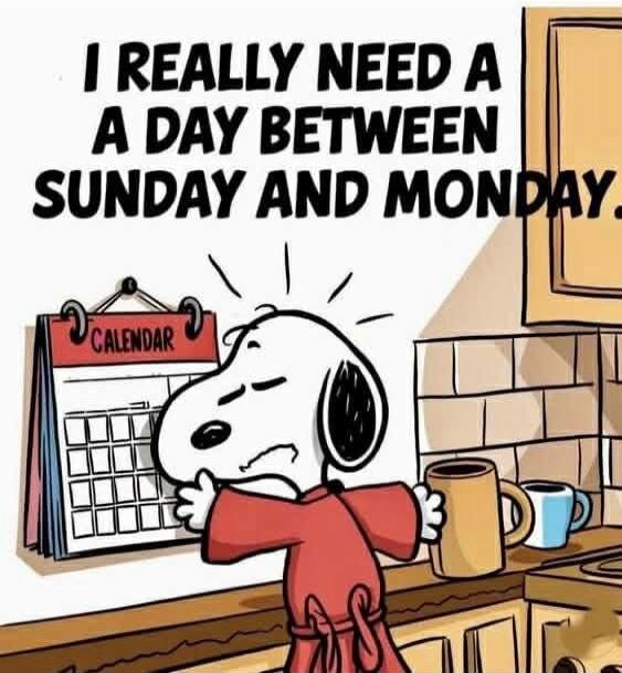 I REALLY NEED A DAY BETWEEN SUNDAY AND MONDAY. CALENDAR