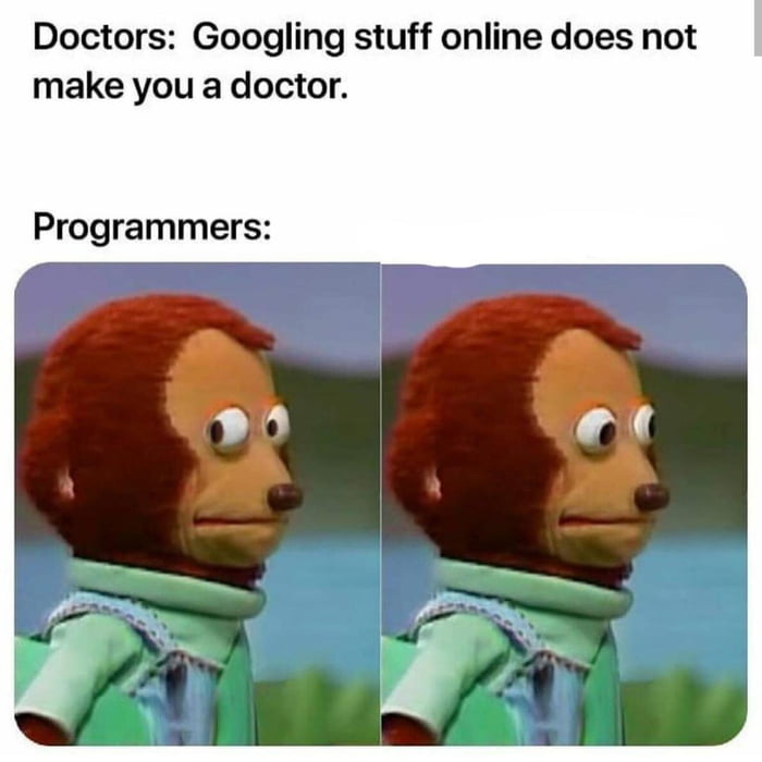 Doctors Googling stuff online does not make you a doctor Programmers