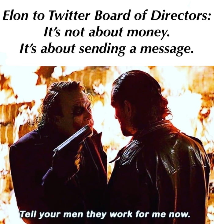 Elon to Twitter Board of Directors Its not about money Its about sending a message y WCUN LU CURGETA T STl R 1A a