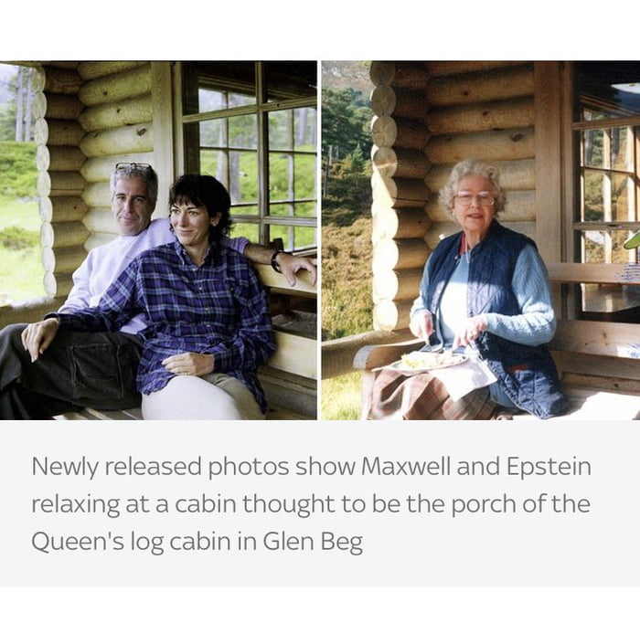 Newly released photos show Maxwell and Epstein relaxing at a cabin thought to be the porch of the Queens log cabin in Glen Beg