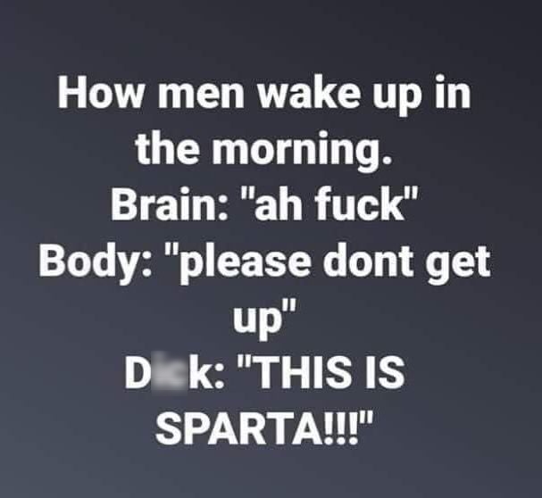 VR L RTEUCRIT the morning Brain ah fuck Body please dont get up Dwk THIS IS SPARTAI