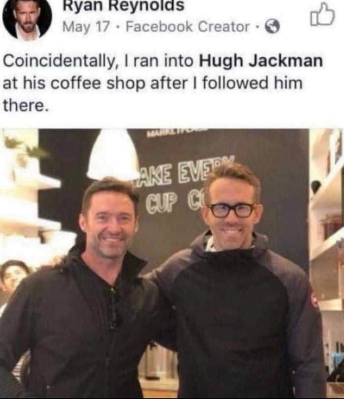 Coincidentally ran into Hugh Jackman at his coffee shop after followed him