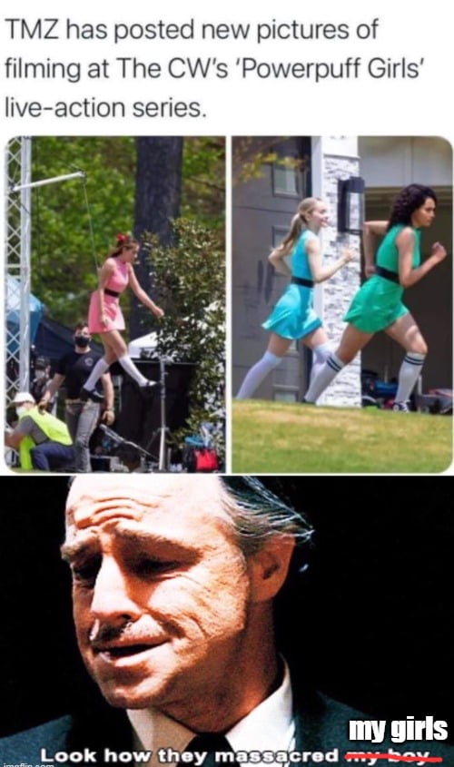 TMZ has posted new pictures of filming at The CWs Powerpuff Girls live action series