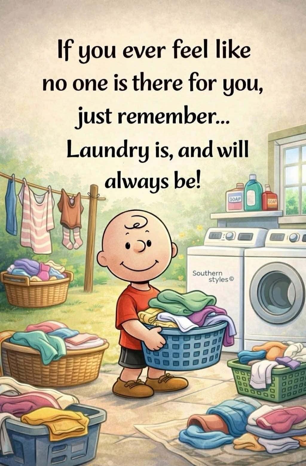 If you ever feel like no one is there for you, just remember... Laundry is, and will always be! Southern styles ©