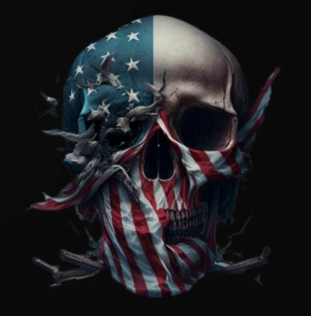 Skull painted with the American flag.