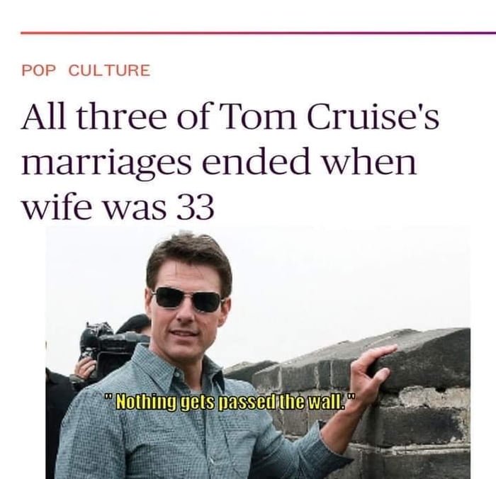 TODAY TODAY all day All three of Tom Cruises marriages ended when wife was 33