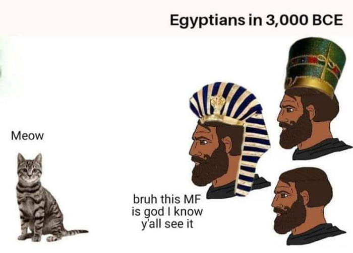 Egyptiansin 3000 BCE Meow bruh this MF is god know yall see it