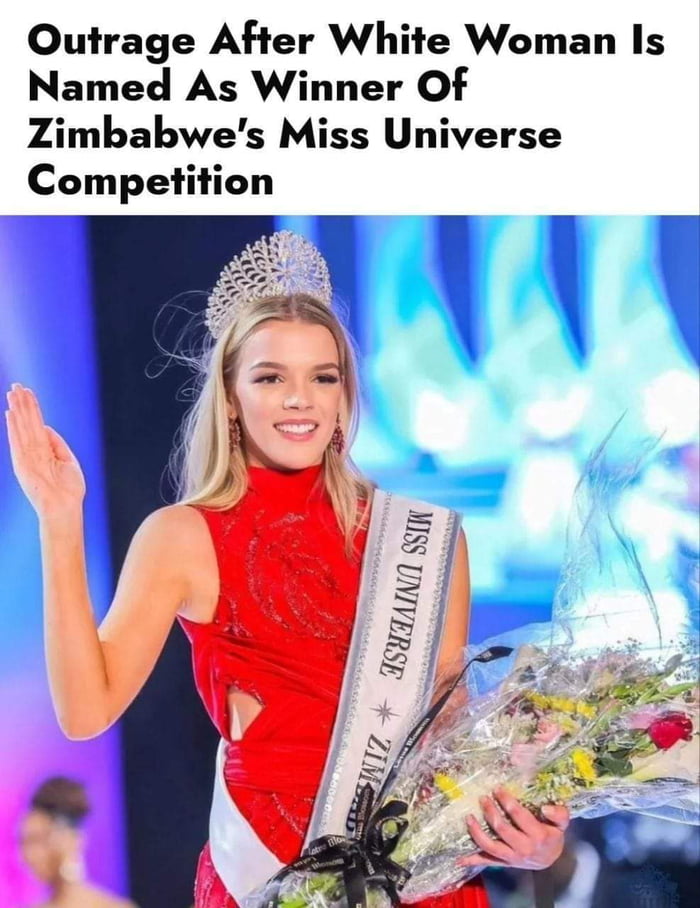 Outrage After White Woman Is Named As Winner Of Zimbabwes Miss Universe Competition