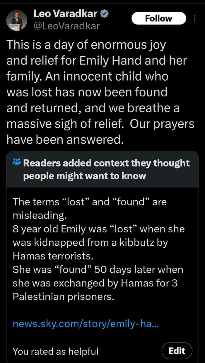 it This is a day of enormous joy EQC NG R oTa 0 A s ETale IETale NalT8 family An innocent child who WES S aE R AT R oIV g e El RGO ITe RET e ANTER o CET G EE massive sigh of relief Our prayers NEVCE LR ETSTETECTe Readers added context they thought people might want to know LR Gl R R Ty Te R eIV Te T misleading 8 year old Emily was lost when she was kidnapped from a kibbutz by REIEER T ER She was f