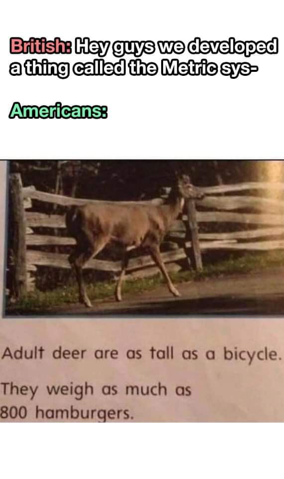 Eufitishe y crps wo cvelepedd afiiiy cald e Mzt ays Adult deer are as tall as a bicycle They weigh as much as 800 hamburgers
