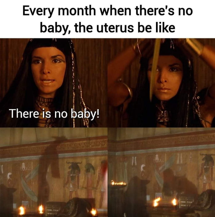 Every month when theres no baby the uterus be like 1 N i s Thereis no laby L f f f A N b F 1