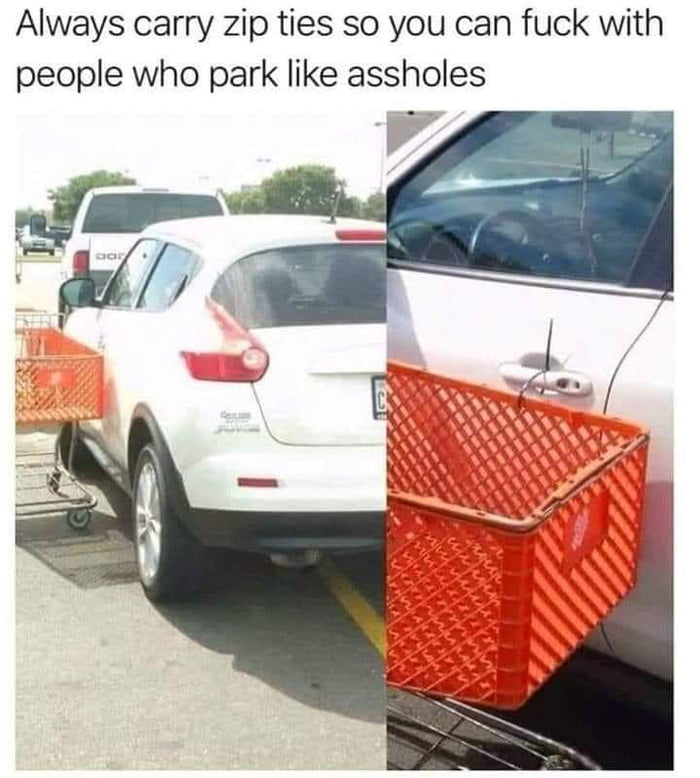 Always carry zip ties so you can fuck with people who park like assholes