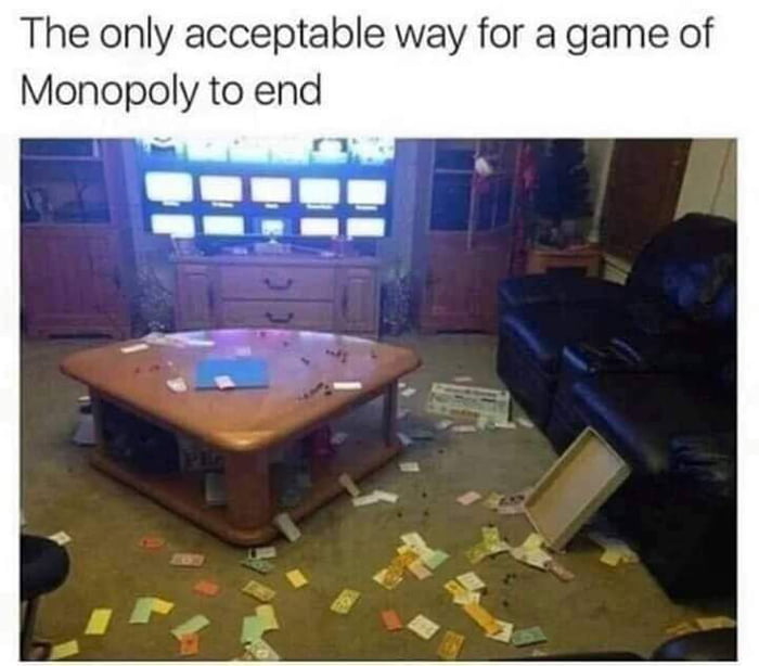 The only acceptable way for a game of Monopoly to end