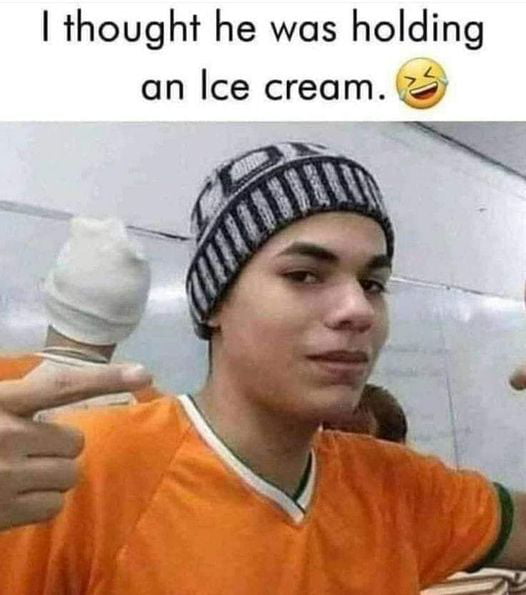 thought he was holding an Ice cream