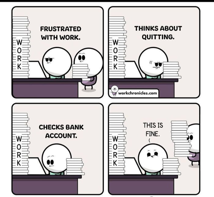 FRUSTRATED THINKS ABOUT WITH WORK QUITTING