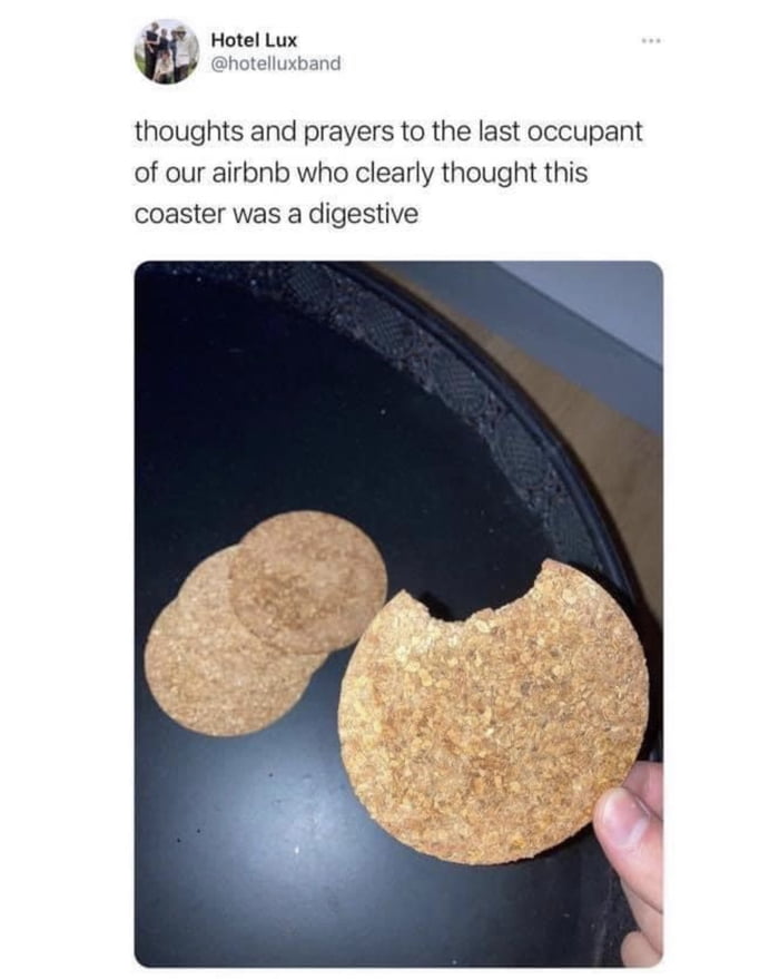 Hotel Lux hotelluxband thoughts and prayers to the last occupant of our airbnb who clearly thought this coaster was a digestive