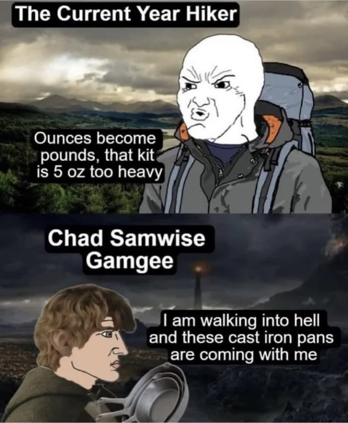 LUCKSTCHIR CETE S TG Ounces become LG ERGERN is 5 0z too heavy N o3 1 ISF 1 W ETY Gamgee N iam walking into hell and these cast iron pans _are coming with me B
