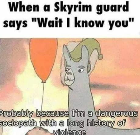 When a Skyrim guard says Wait know you