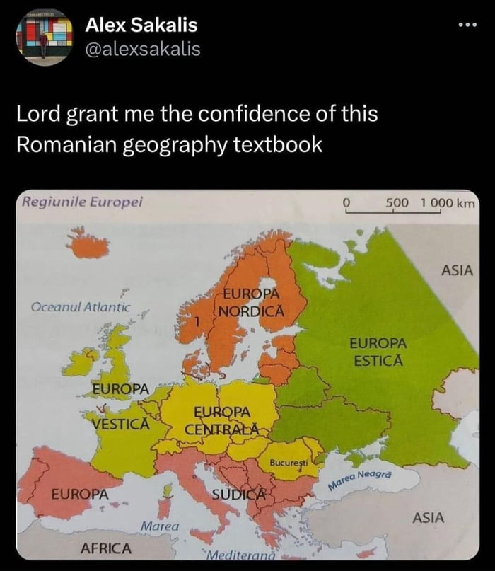 i Alex Sakalis aEE CEISEETENE Lord grant me the confidence of this Romanian geography textbook EUROPA ESTICA EUROPA Ml EURQPA VESTICA CENTRALA SUDICH AFRICA