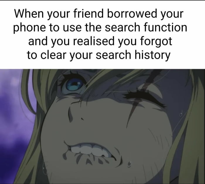 When your friend borrowed your phone to use the search function and you realised you forgot to clear your search history