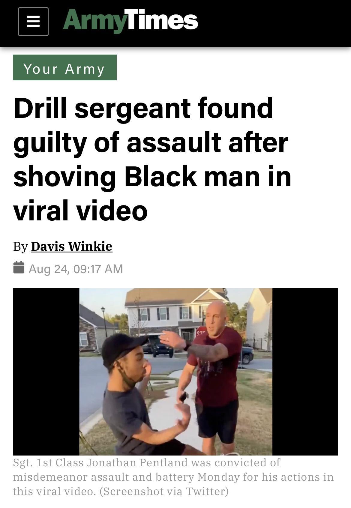 Drill sergeant found guilty of assault after shoving Black man in viral video By Davis Winkie s