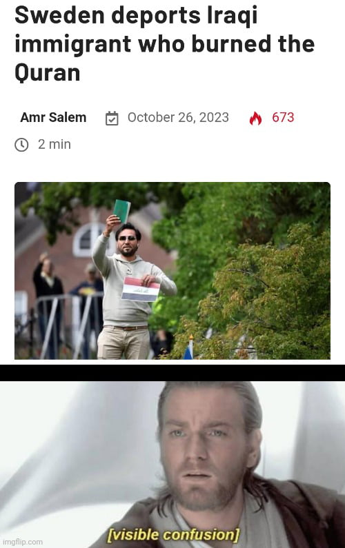 Sweden deports Iraqi immigrant who burned the Quran AmrSalem October 262023 y 673 2min visible confusion