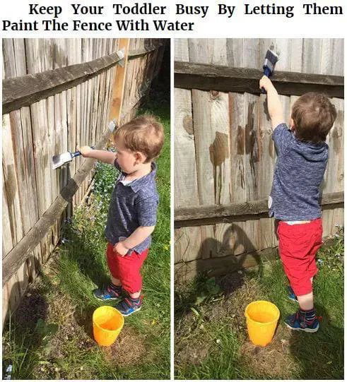 Keep Your Toddler Busy By Letting Them Paint The Fence With Water