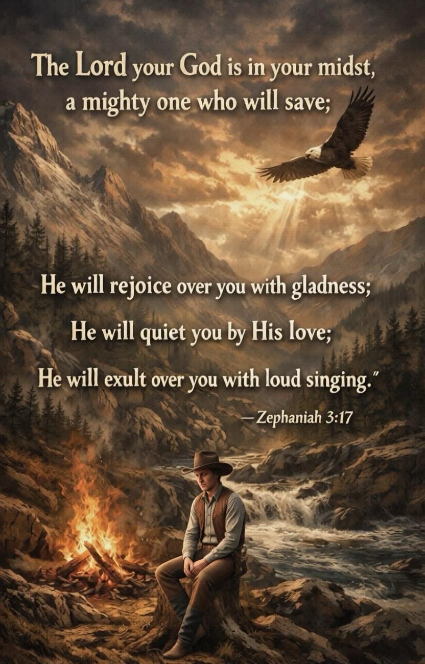 The Lord your God is in your midst, a mighty one who will save; He will rejoice over you with gladness; He will quiet you by His love; He will exalt over you with loud singing.