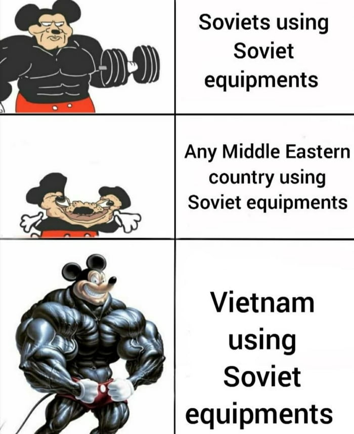 Soviets using Soviet equipments Any Middle Eastern country using Soviet equipments Vietnam using Soviet equipments