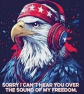 SORRY I CAN'T HEAR YOU OVER THE SOUND OF MY FREEDOM.