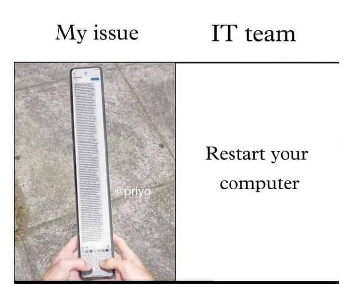 My issue IT team Restart your computer