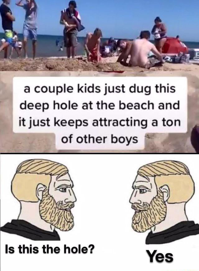 v L a couple kids just dug this deep hole at the beach and it just keeps attracting a ton of other boys