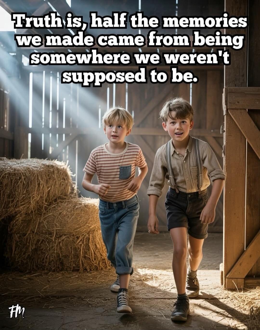 Truth is, half the memories we made came from being somewhere we weren't supposed to be.