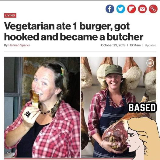 00600 Vegetarian ate 1 burger got hooked and became a