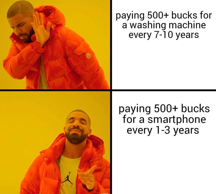 R paying 500 bucks for e a washing machine every 7 10 years paying 500 bucks s for a smartphone 0 every 1 3 years F